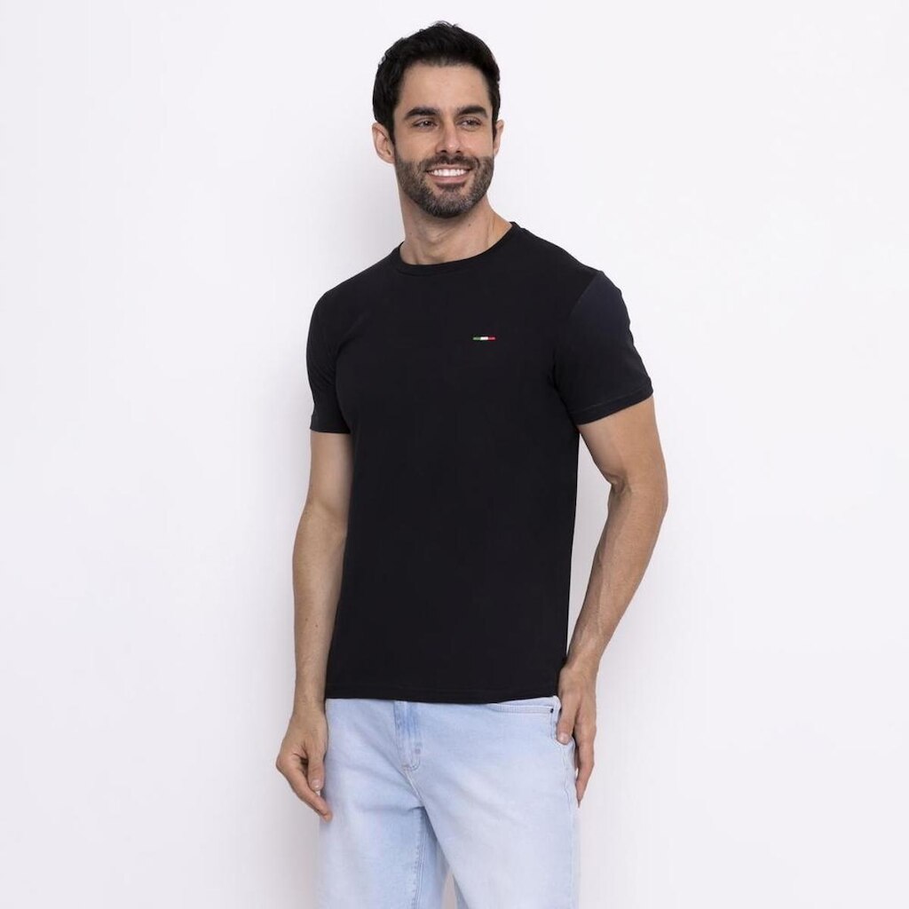 Camiseta Masculina Básica Vih Triny com Bordado Algodão Premium Itália