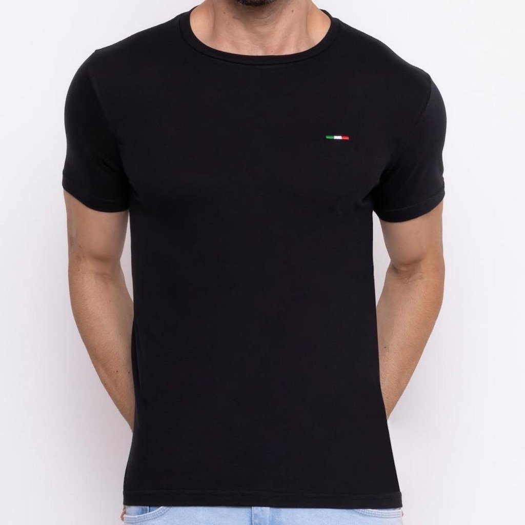 Camiseta Masculina Básica Vih Triny com Bordado no Estilo Algodão Premium Itália