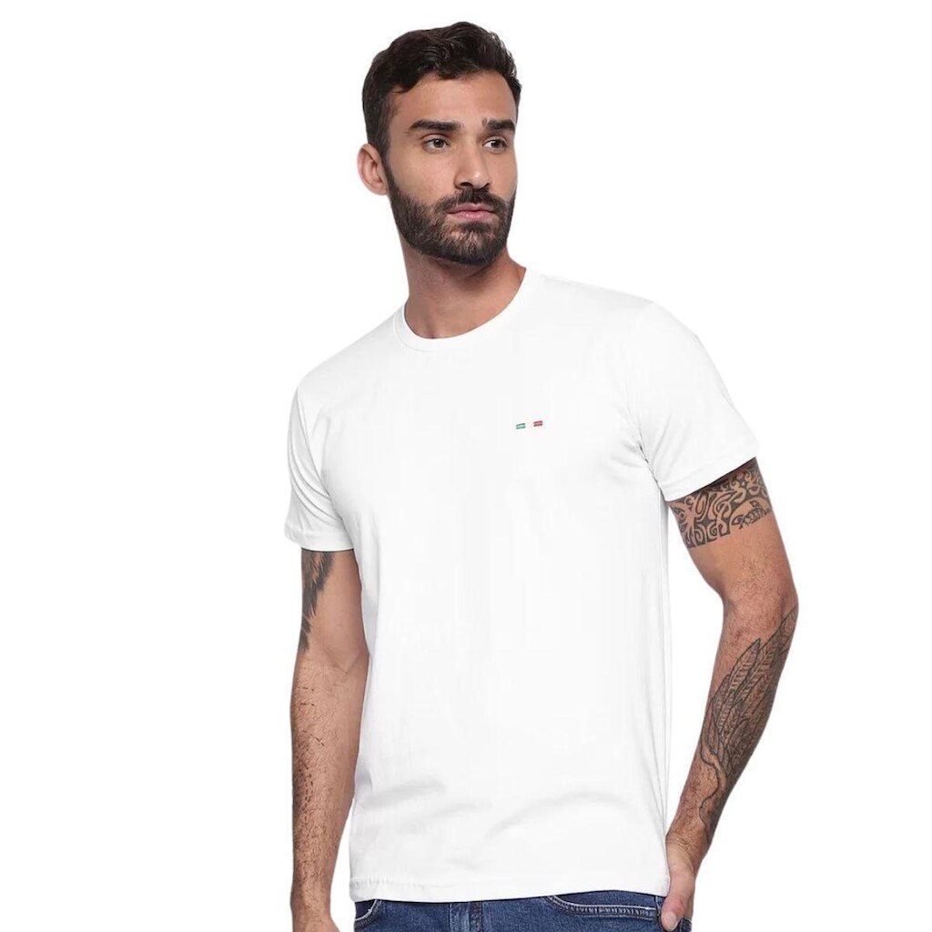 Camiseta Masculina Básica Vih Triny com Bordado no Estilo Algodão Premium Itália