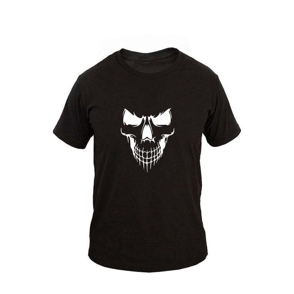 Camiseta Masculina Casual Algodão Manga Curta Cav Skull