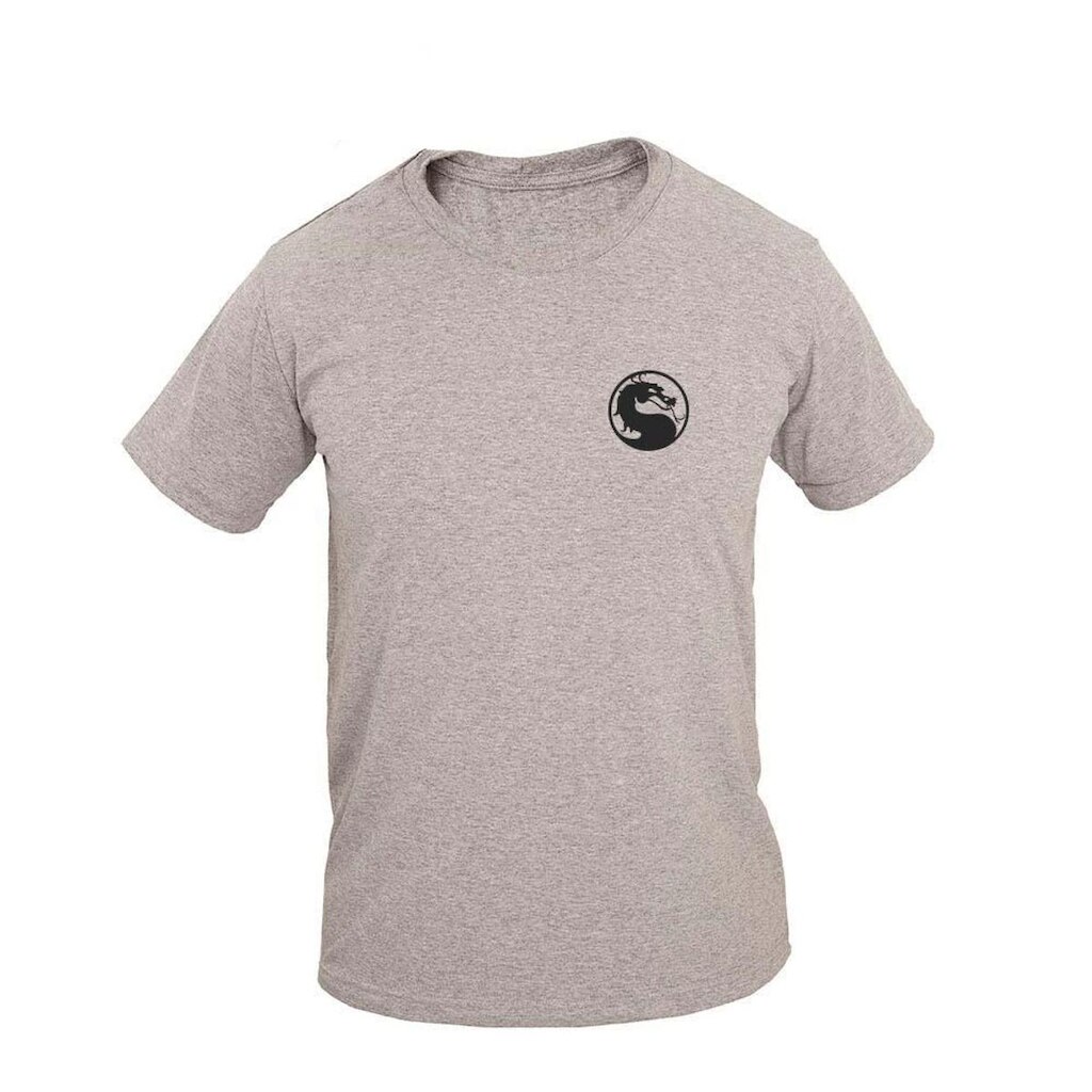 Camiseta Masculina Casual Algodão Manga Curta Estampa Dragão
