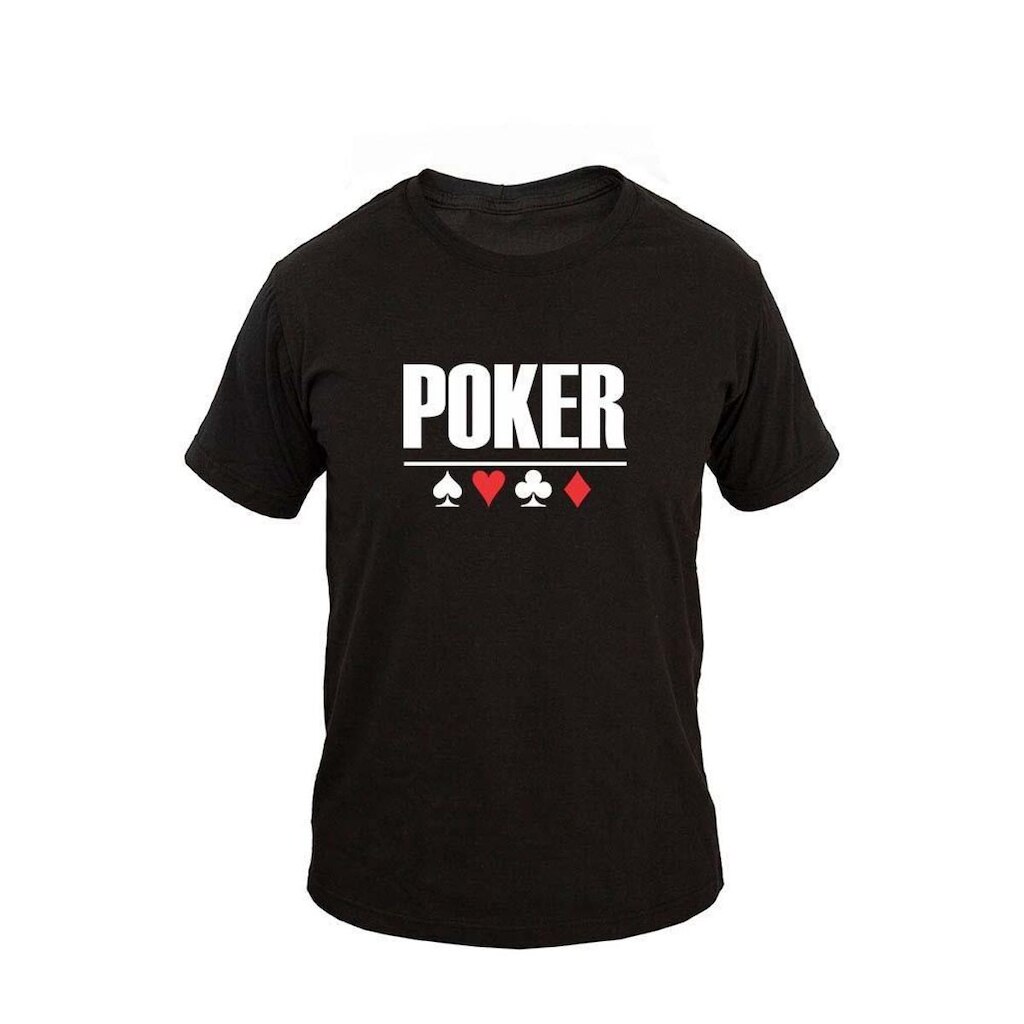 Camiseta Masculina Casual Algodão Manga Curta Estampa Poker