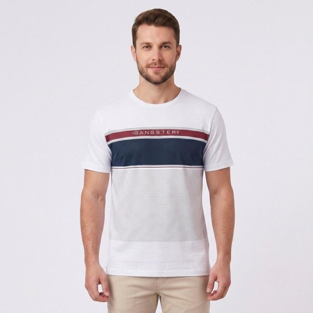 Camiseta Masculina Com Estampa Frontal Gangster