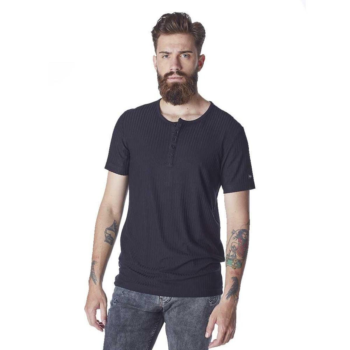 Camiseta Masculina Convicto Canelada GG - Preto - Preto Menor preço em Camiseta Masculina Convicto Canelada GG - Preto - Preto