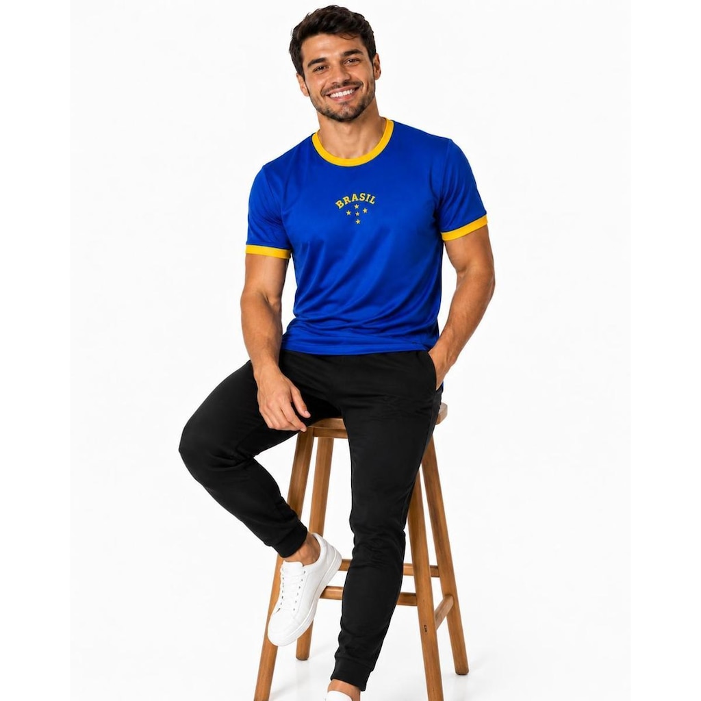 Camiseta Masculina Copa 2026 Malha Torcida Brasil