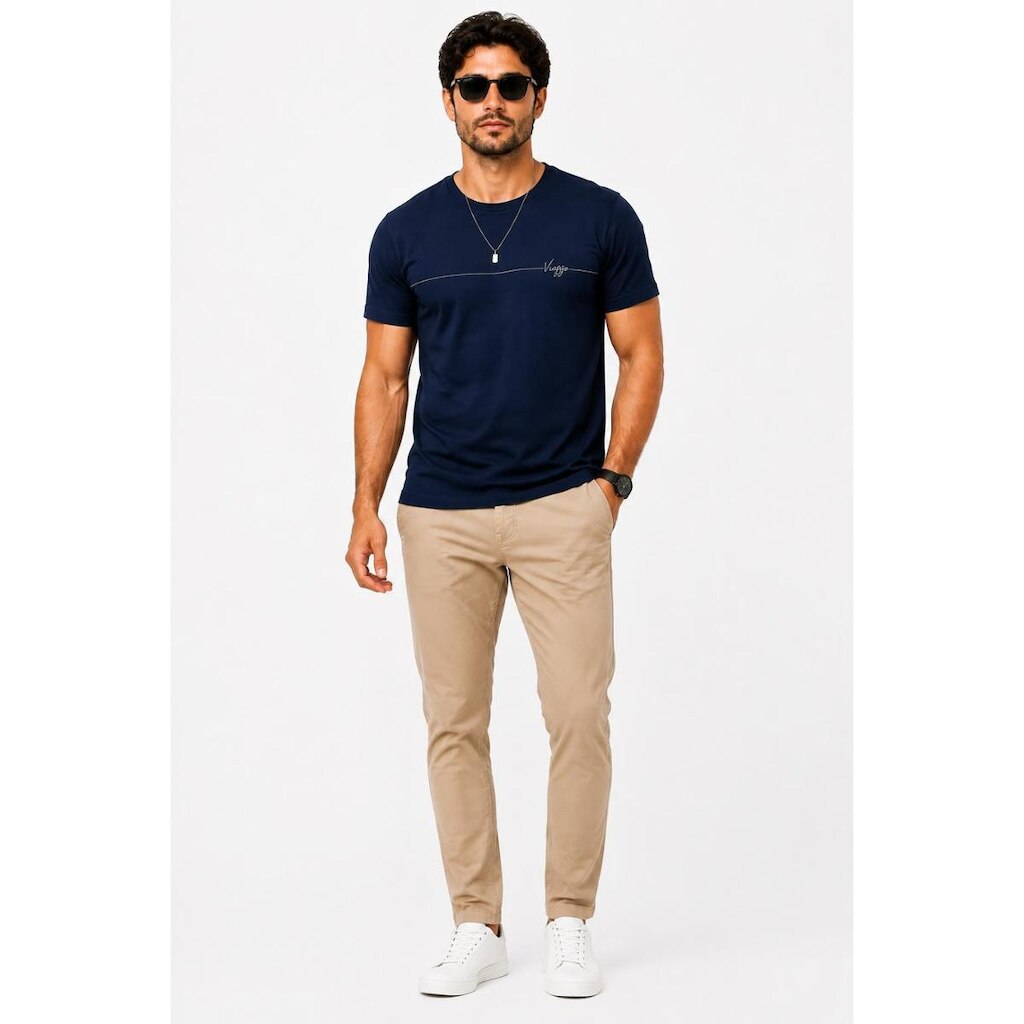 Camiseta Masculina D Bell Outlet Fashion Regular Fit Azul Marinho