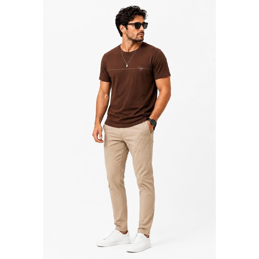 Camiseta Masculina D Bell Outlet Fashion Regular Fit Marrom