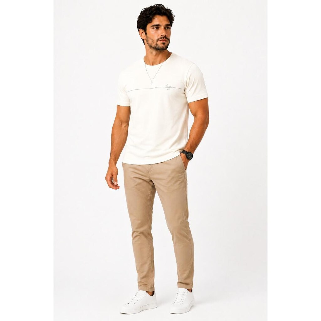 Camiseta Masculina D Bell Outlet Fashion Regular Fit Off White