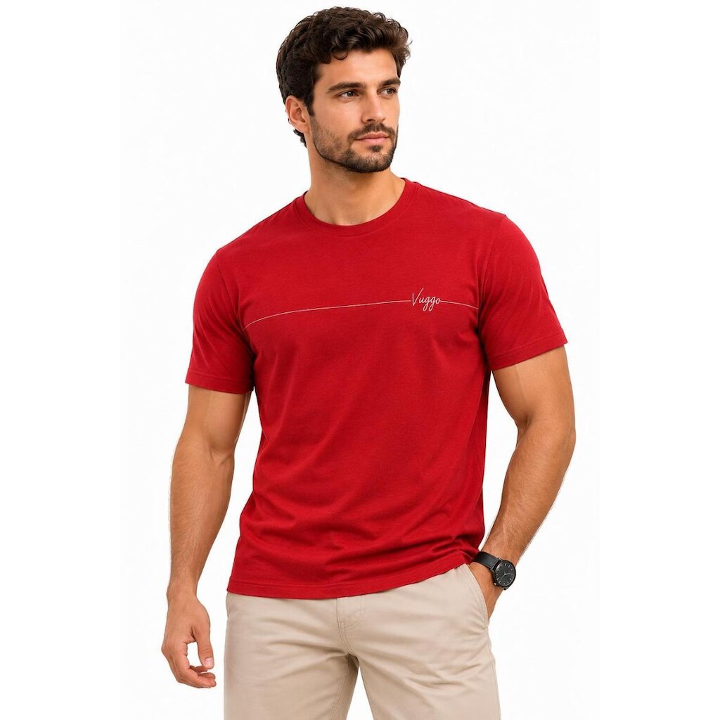 Camiseta Masculina D Bell Outlet Fashion Regular Fit Vermelho