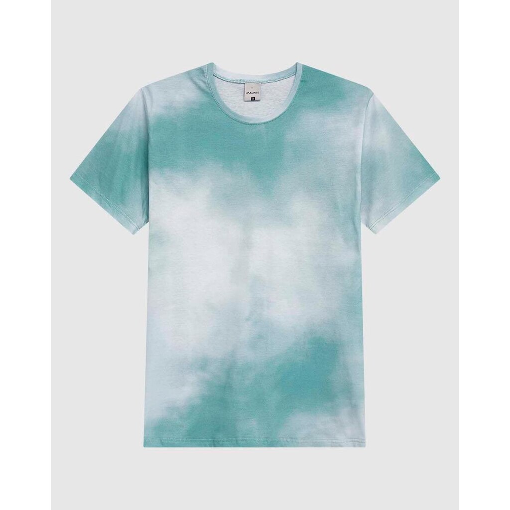 Camiseta Masculina Decote Redondo Manga Curta Estampa Tie Dye Em Algodão