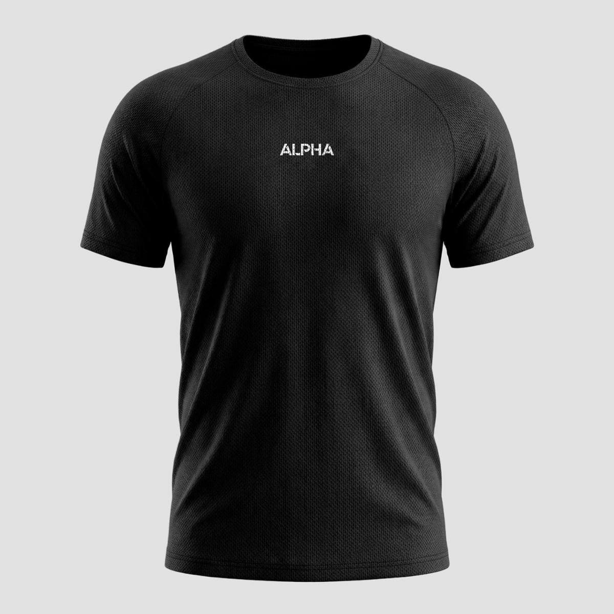 Camiseta Masculina Dry Esportiva Essential Preto Alpha Menor preço em Camiseta Masculina Dry Esportiva Essential Preto Alpha