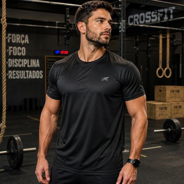 Camiseta Masculina Dry Fitness Lisa Etb Sport Treino em Academia