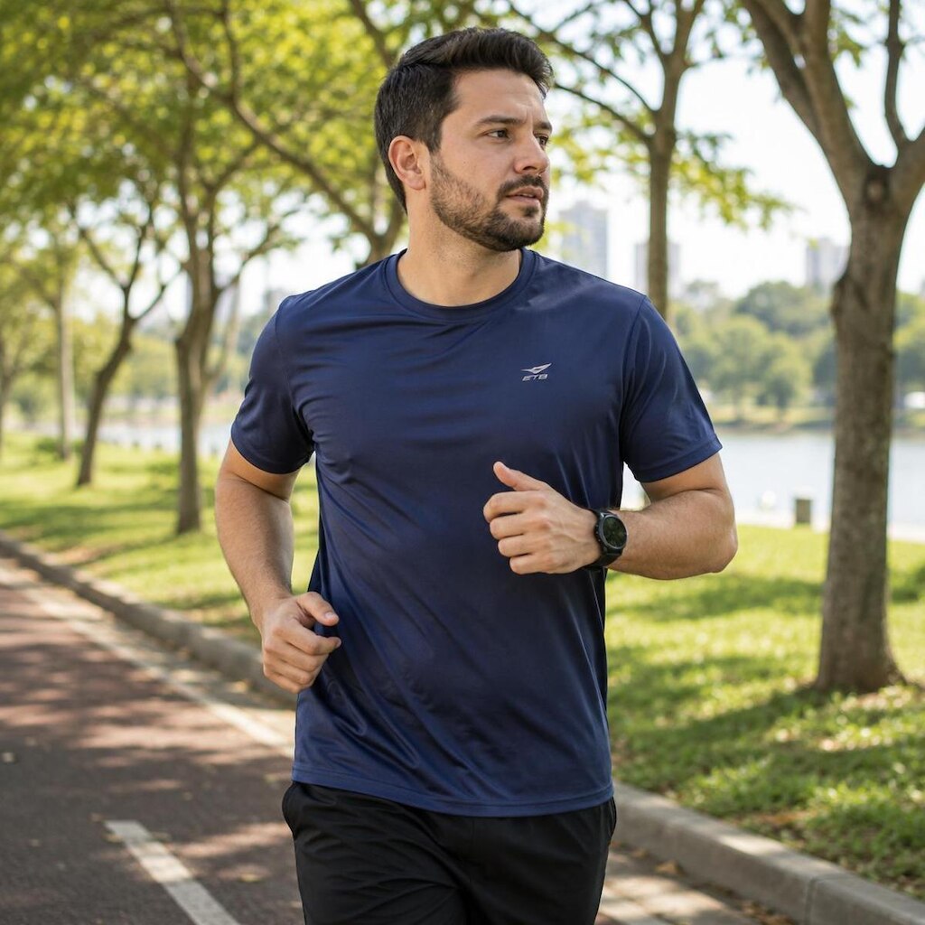 Camiseta Masculina Dry Fitness Lisa Etb Sport Treino em Academia