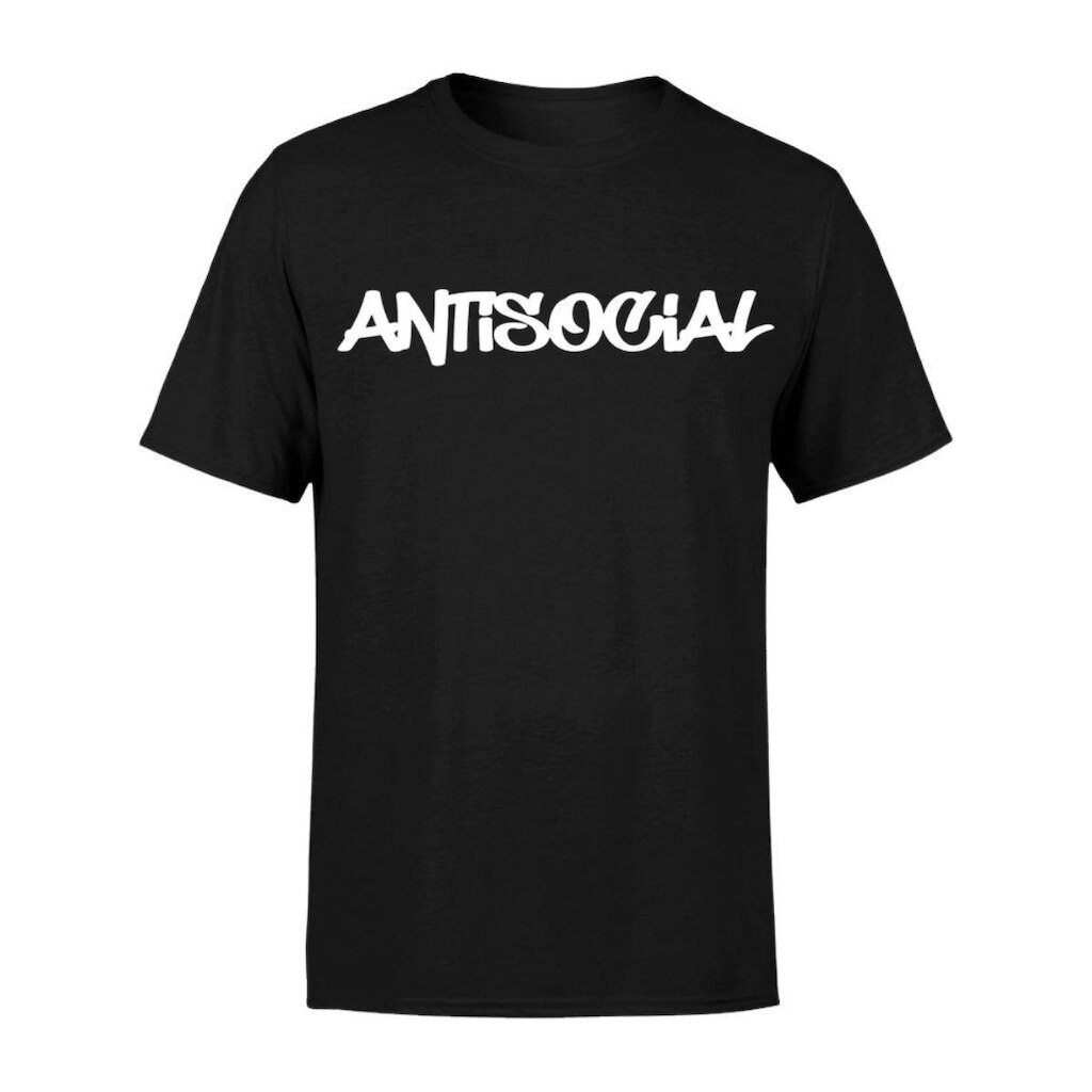 Camiseta Masculina Estampada Antisocial 100% Algodão Premium Manga Curta Gola Redonda Casual Básica