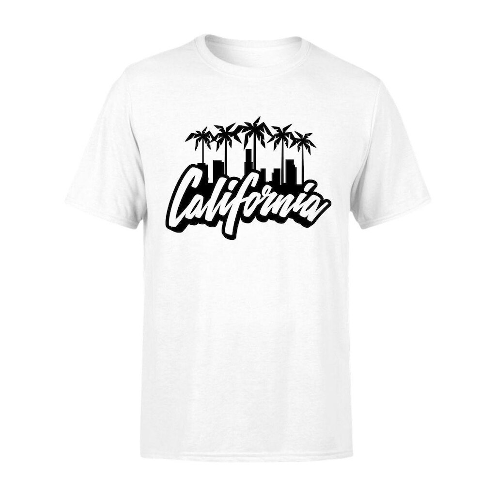 Camiseta Masculina Estampada California 100% Algodão Premium Manga Curta Gola Redonda Casual Básica