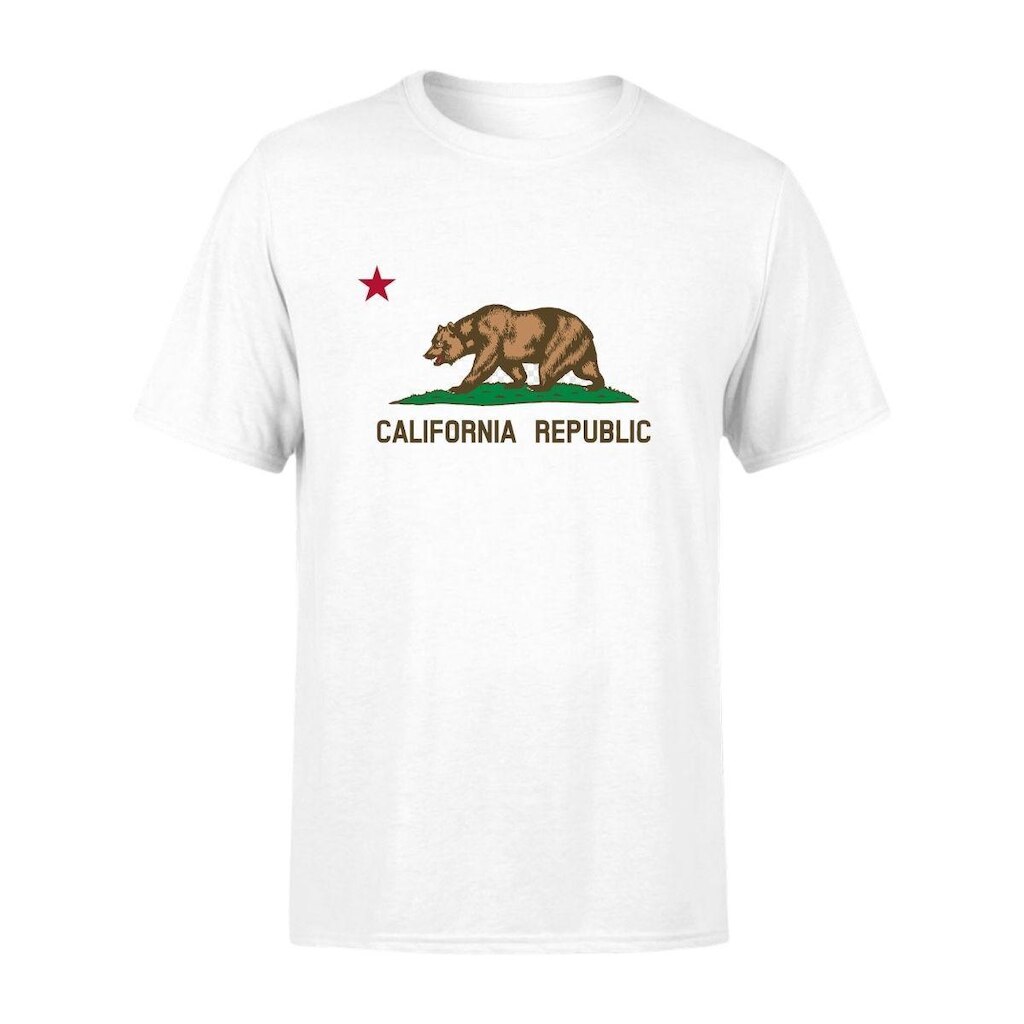 Camiseta Masculina Estampada California Republic 100% Algodão Premium Manga Curta Gola Redonda