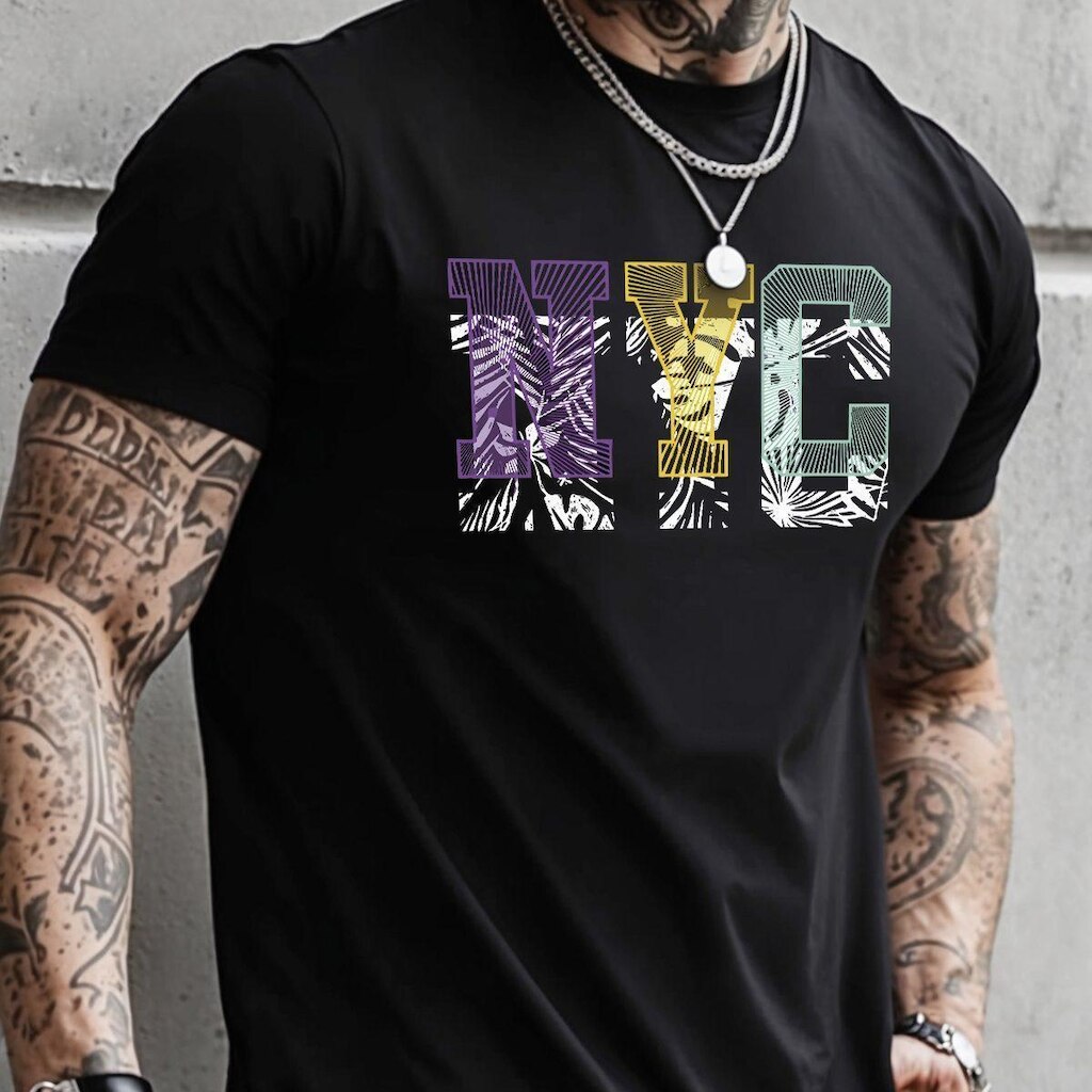 Camiseta Masculina Estampada Casual Algodão NYC