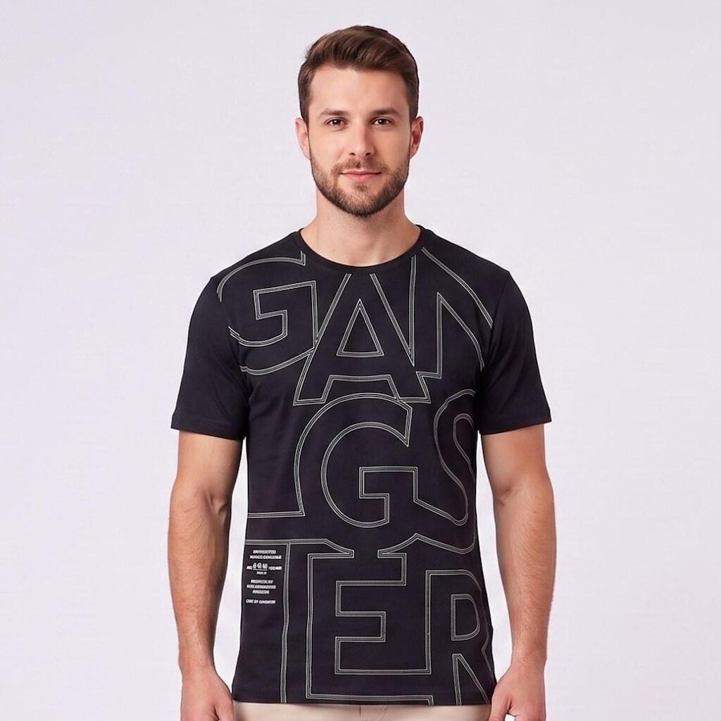 Camiseta Masculina Estampada Frontal Gangster