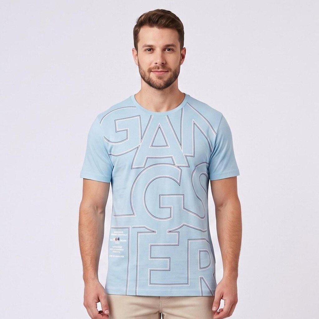 Camiseta Masculina Estampada Frontal Gangster