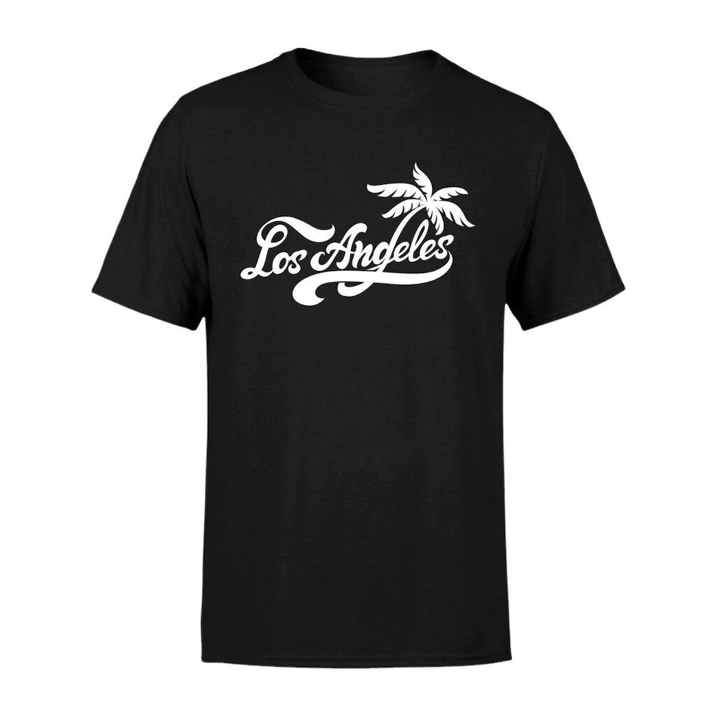 Camiseta Masculina Estampada Los Angeles 100% Algodão Premium Manga Curta Gola Redonda Casual Básica