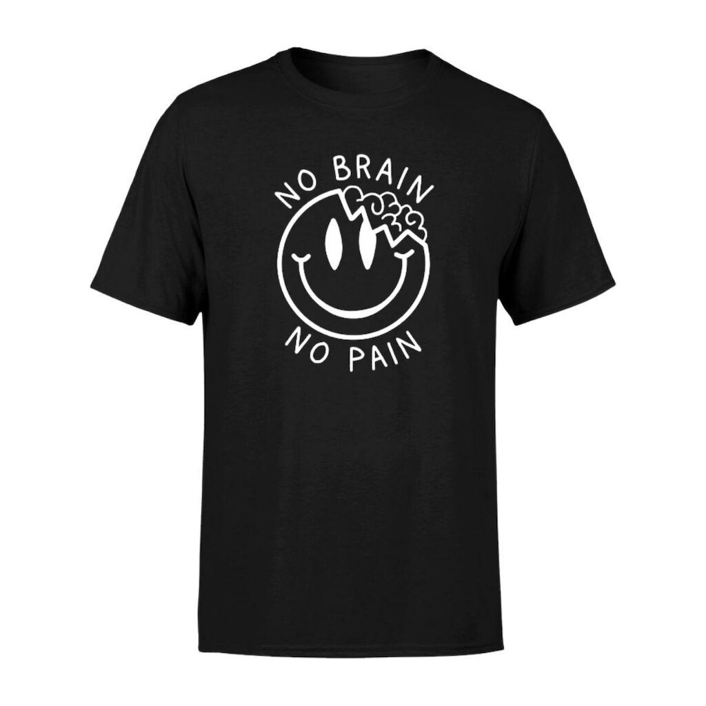 Camiseta Masculina Estampada No Brain 100% Algodão Premium Manga Curta Gola Redonda Casual Dia a Dia