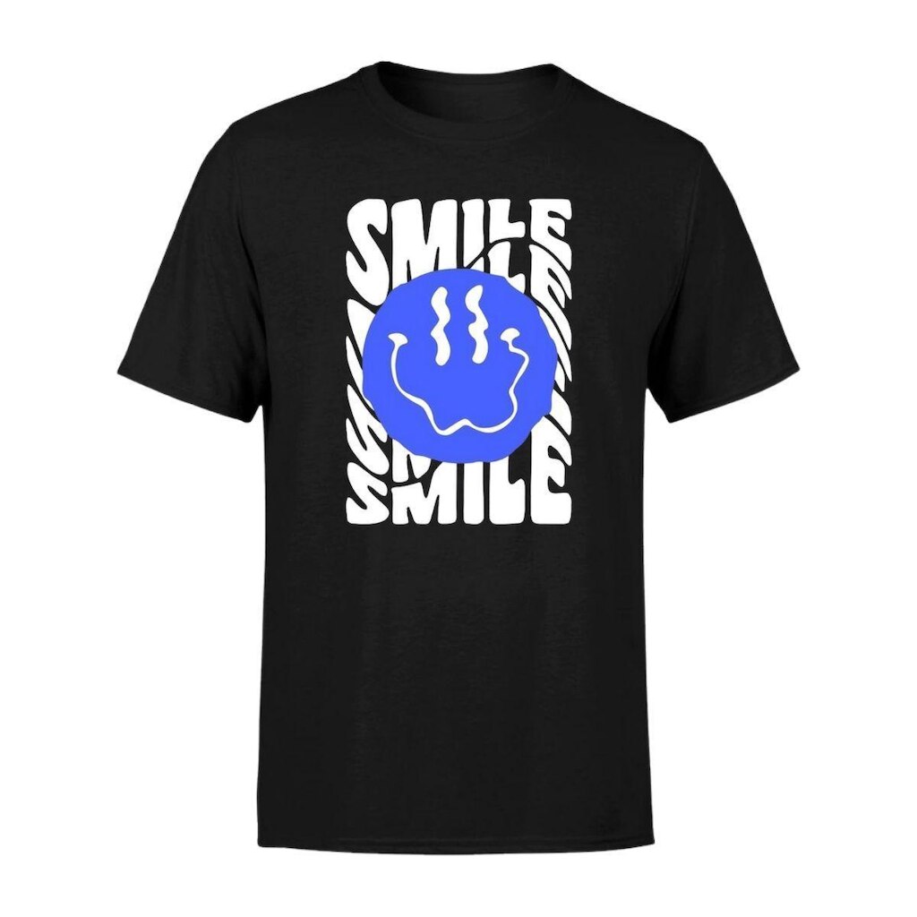 Camiseta Masculina Estampada Smile 100% Algodão Premium Manga Curta Gola Redonda Casual Dia a Dia