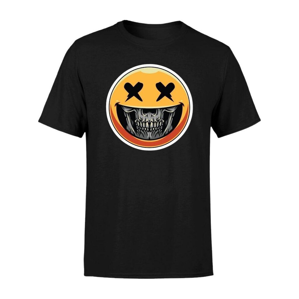 Camiseta Masculina Estampada Smile Caveira 100% Algodão Premium Manga Curta Gola Redonda Casual