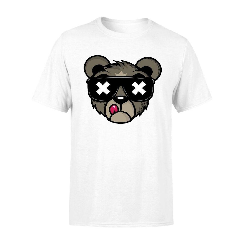 Camiseta Masculina Estampada Urso X 100% Algodão Premium Manga Curta Gola Redonda Casual Dia a Dia