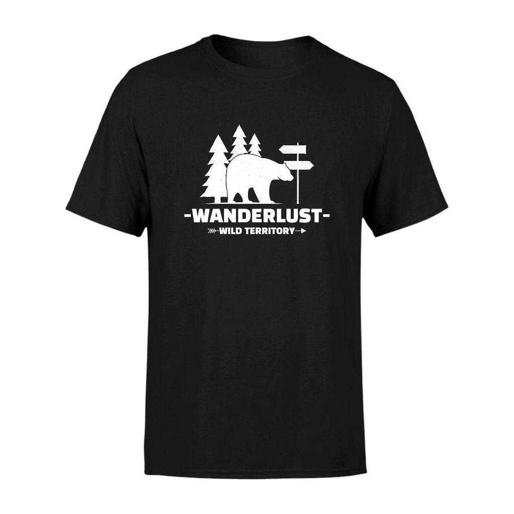 Camiseta Masculina Estampada Wanderlust 100% Algodão Premium Manga Curta Gola Redonda Casual Básica