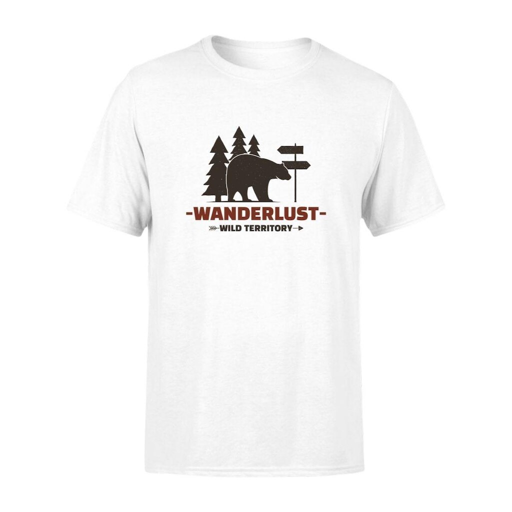 Camiseta Masculina Estampada Wanderlust 100% Algodão Premium Manga Curta Gola Redonda Casual Básica
