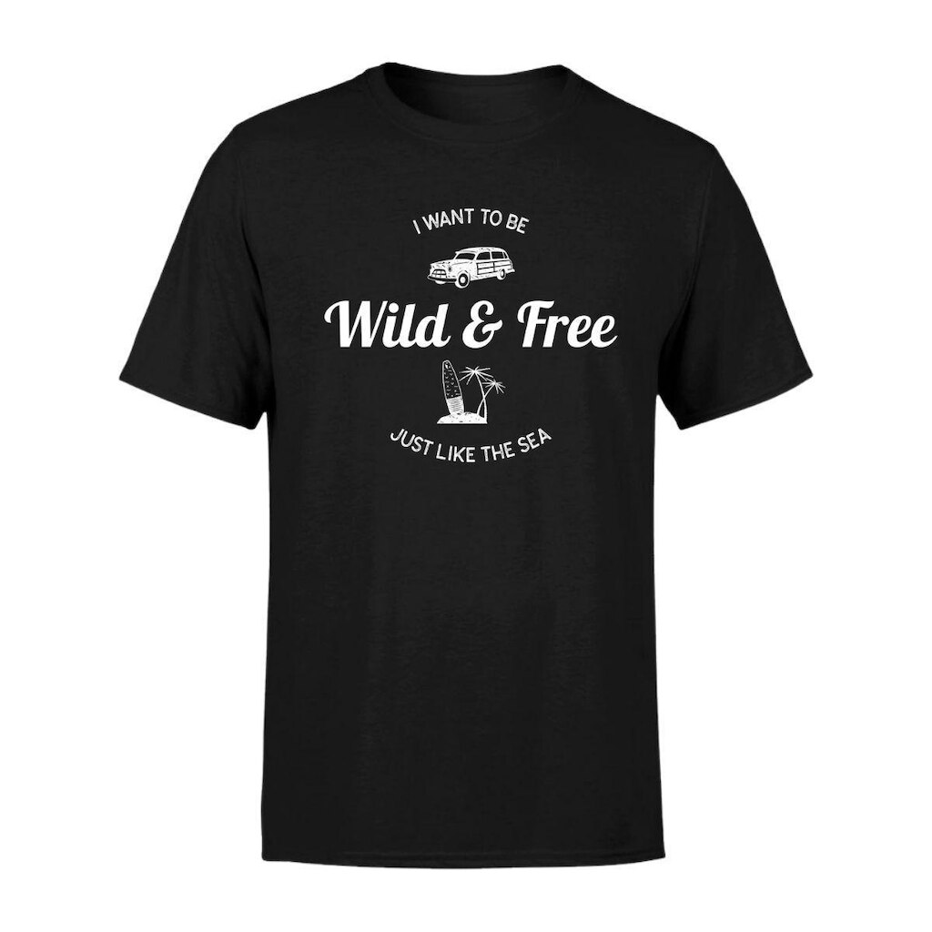 Camiseta Masculina Estampada Wild Free 100% Algodão Premium Manga Curta Gola Redonda Casual Básica