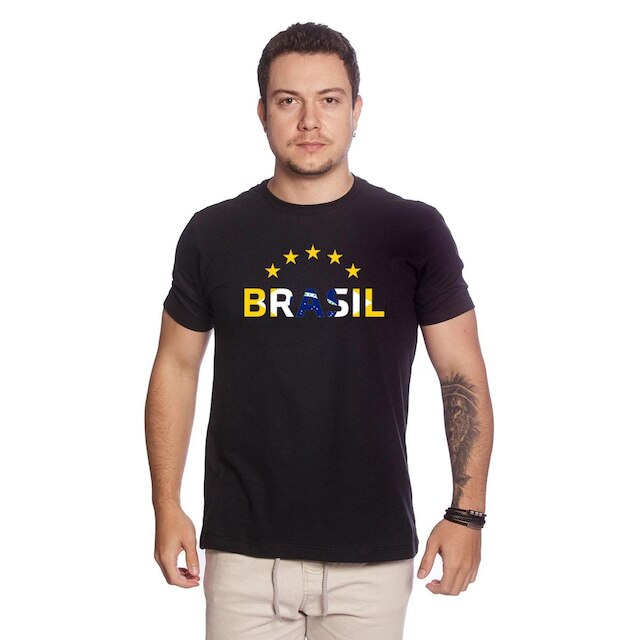 camiseta masculina FUTEBOL de algodão Preta