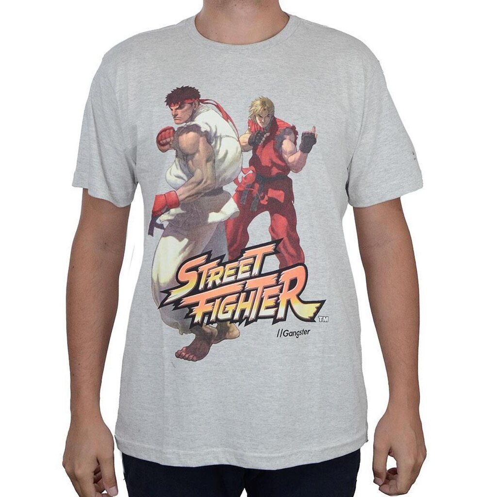Camiseta Masculina Gangster MC Street Fighter Cinza - 101622