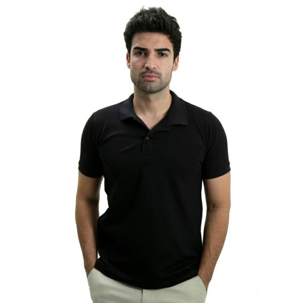 Camiseta Masculina Gola Polo Ixória Preta Piquet Luxo