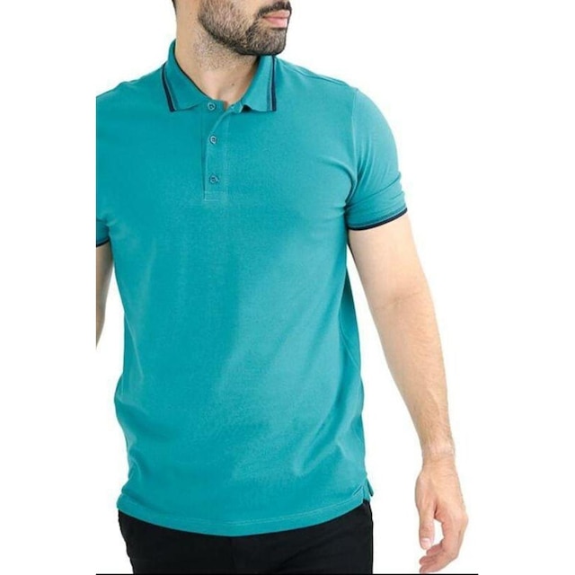 Camiseta Masculina Gola Polo Verde Piquet Gold Algodão Com Elastano