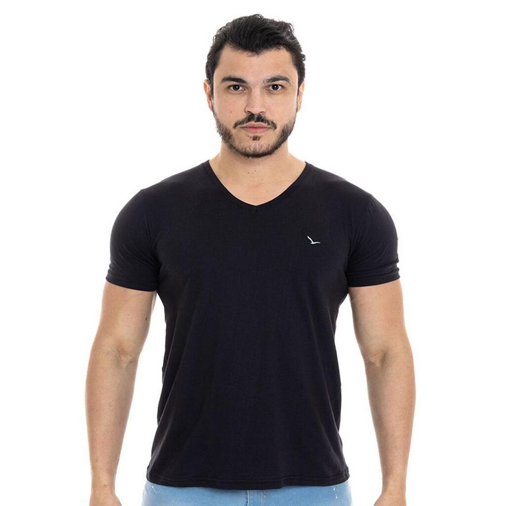 Camiseta Masculina Gola V 100% Algodão Yacht Master 110001B