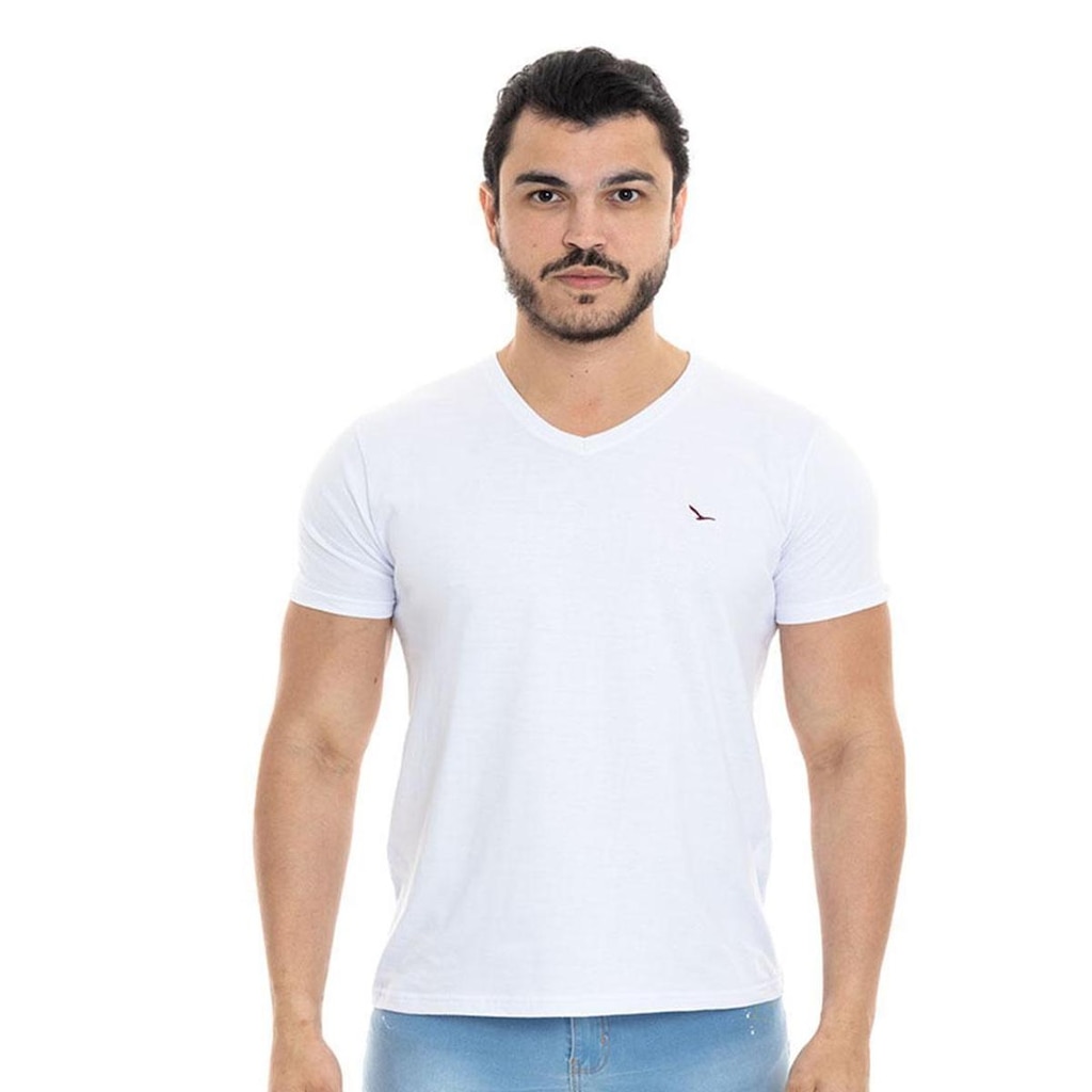 Camiseta Masculina Gola V 100% Algodão Yacht Master 110001B