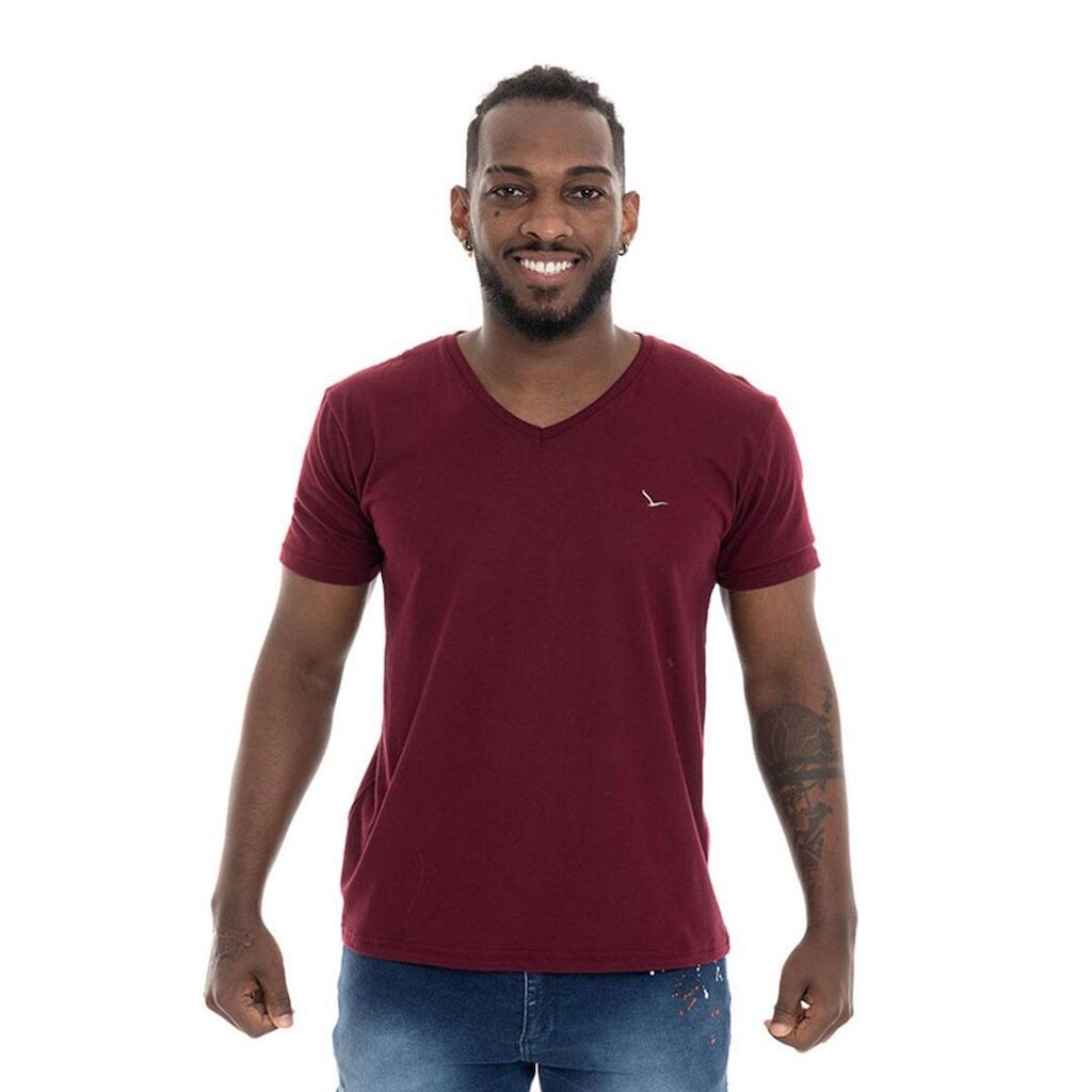 Camiseta Masculina Gola V 100% Algodão Yacht Master 110001B