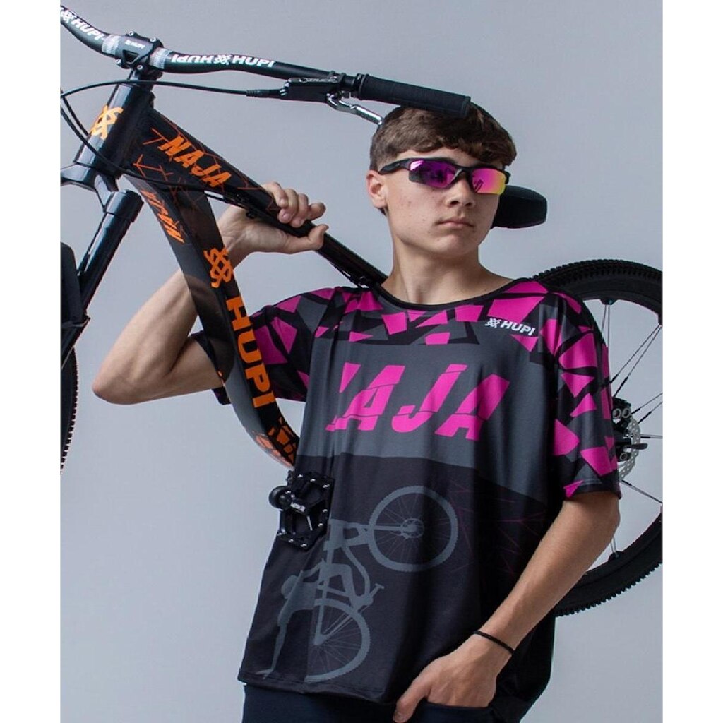 Camiseta Masculina HUPI Bike Naja Preto/ Pink