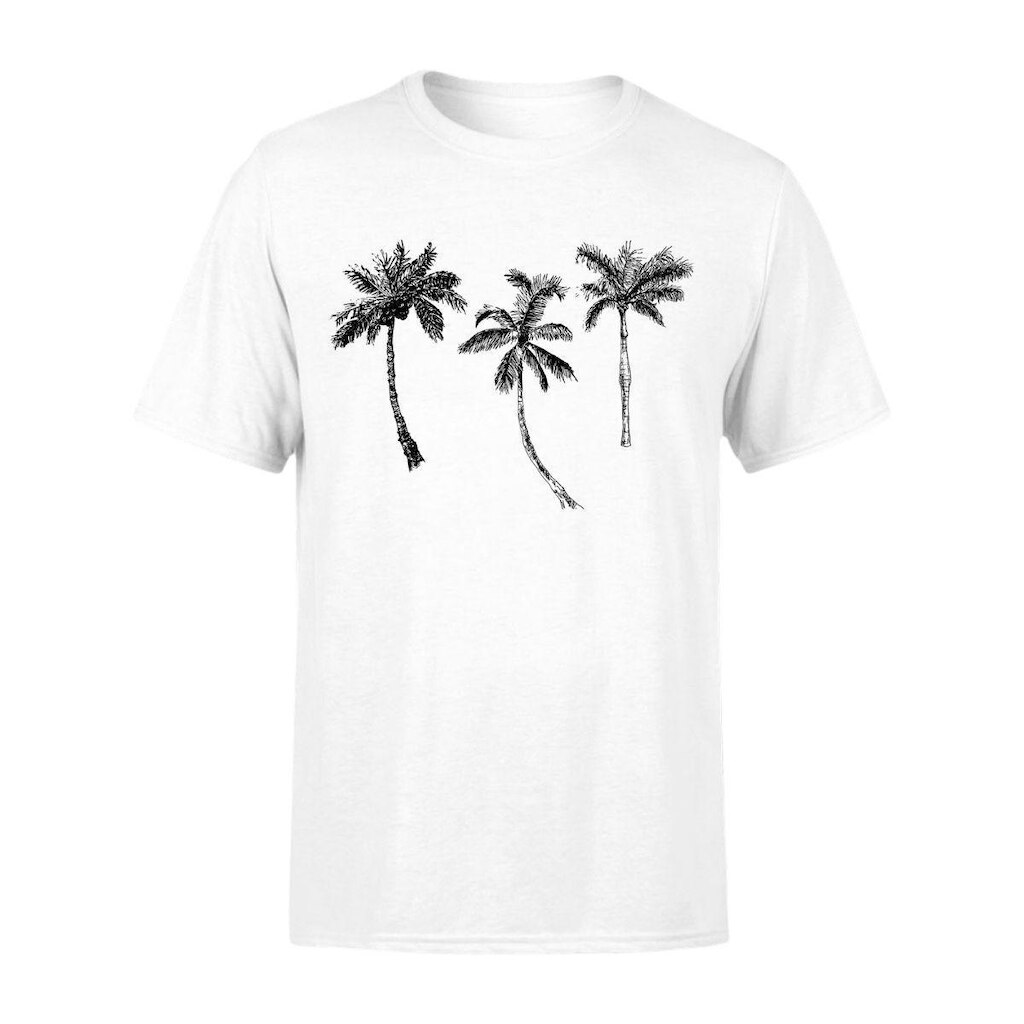 Camiseta Masculina Manga Curta 100% Algodão Premium Estampada 3 Coqueiros