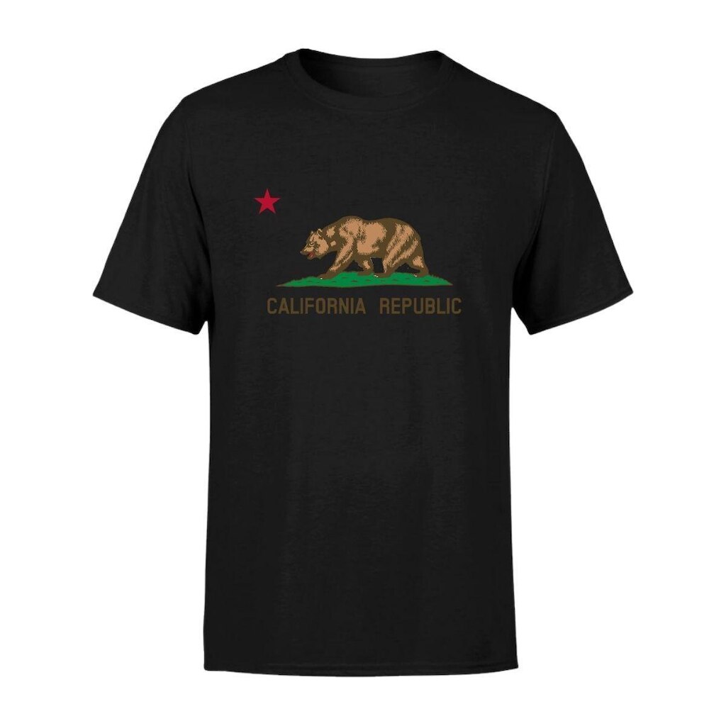 Camiseta Masculina Manga Curta 100% Algodão Premium Estampada California Republic