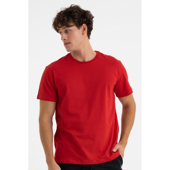 Camiseta Masculina Manga Curta Básica Premium Lisa Vermelha