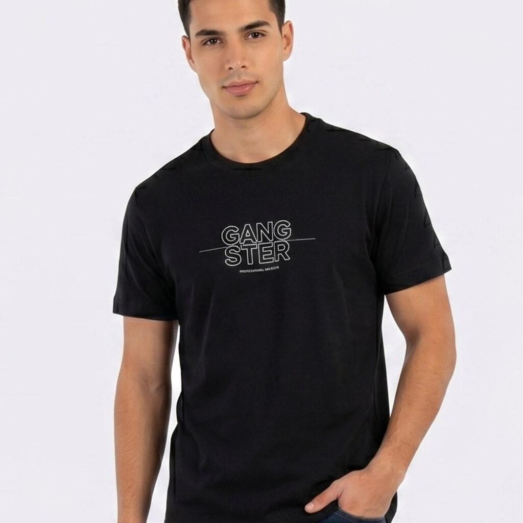 Camiseta Masculina Manga Curta Casual Gangster