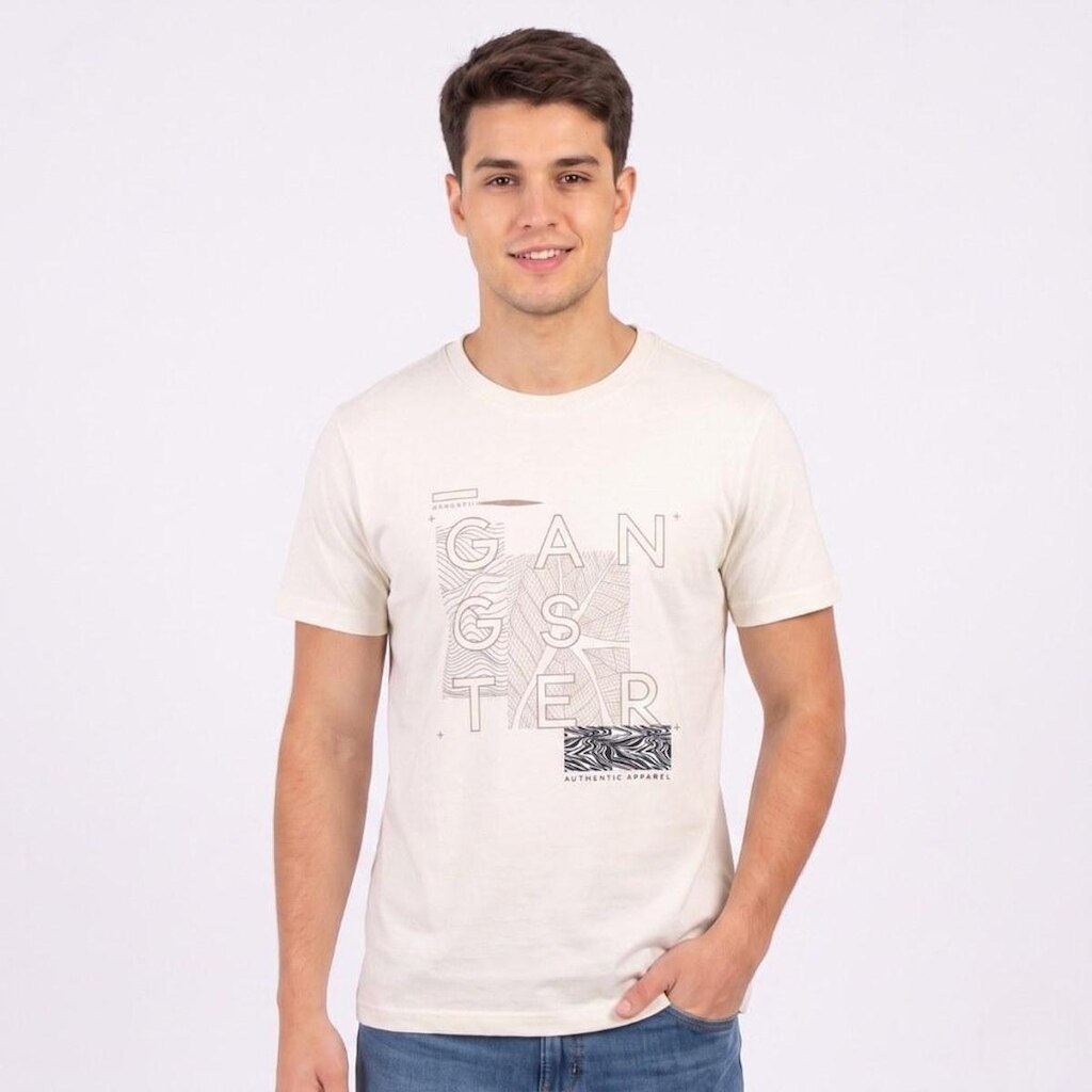 Camiseta Masculina Manga Curta Com Estampa Central Gangster