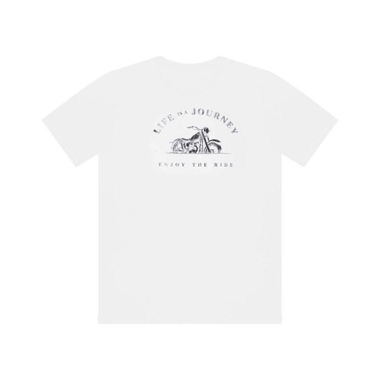Camiseta Masculina Manga Curta Estampa Central Moto