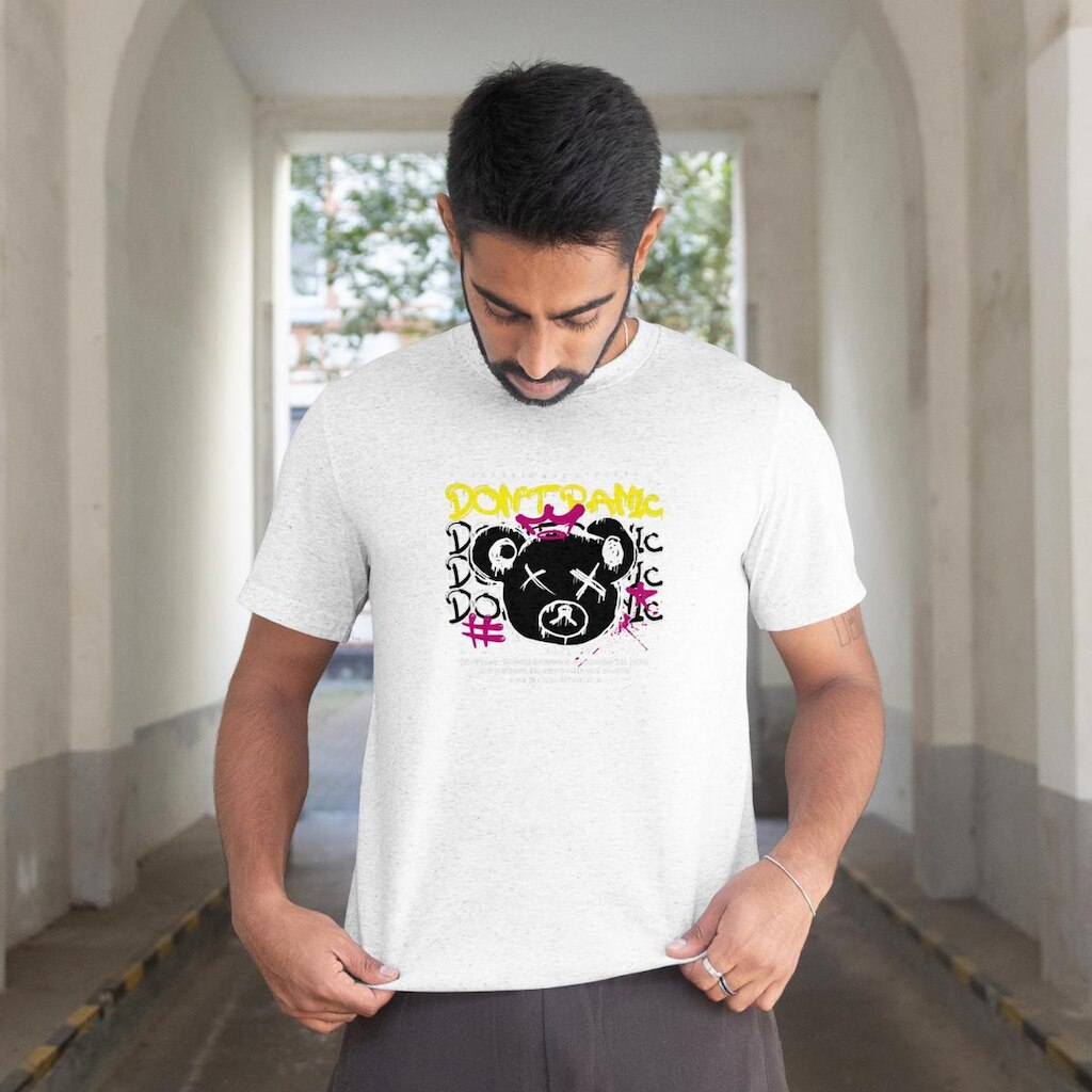 Camiseta Masculina Manga Curta Estampada Panic Malha Algodão Leve e Ajustável do P ao G1