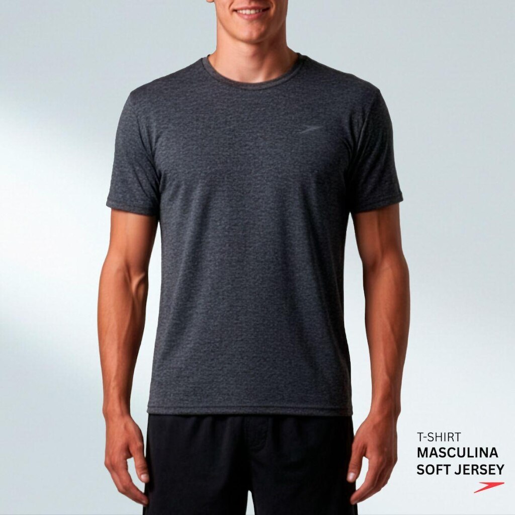 Camiseta Masculina Manga Curta Fitness Soft Jersey Speedo - Mescla Eclipse