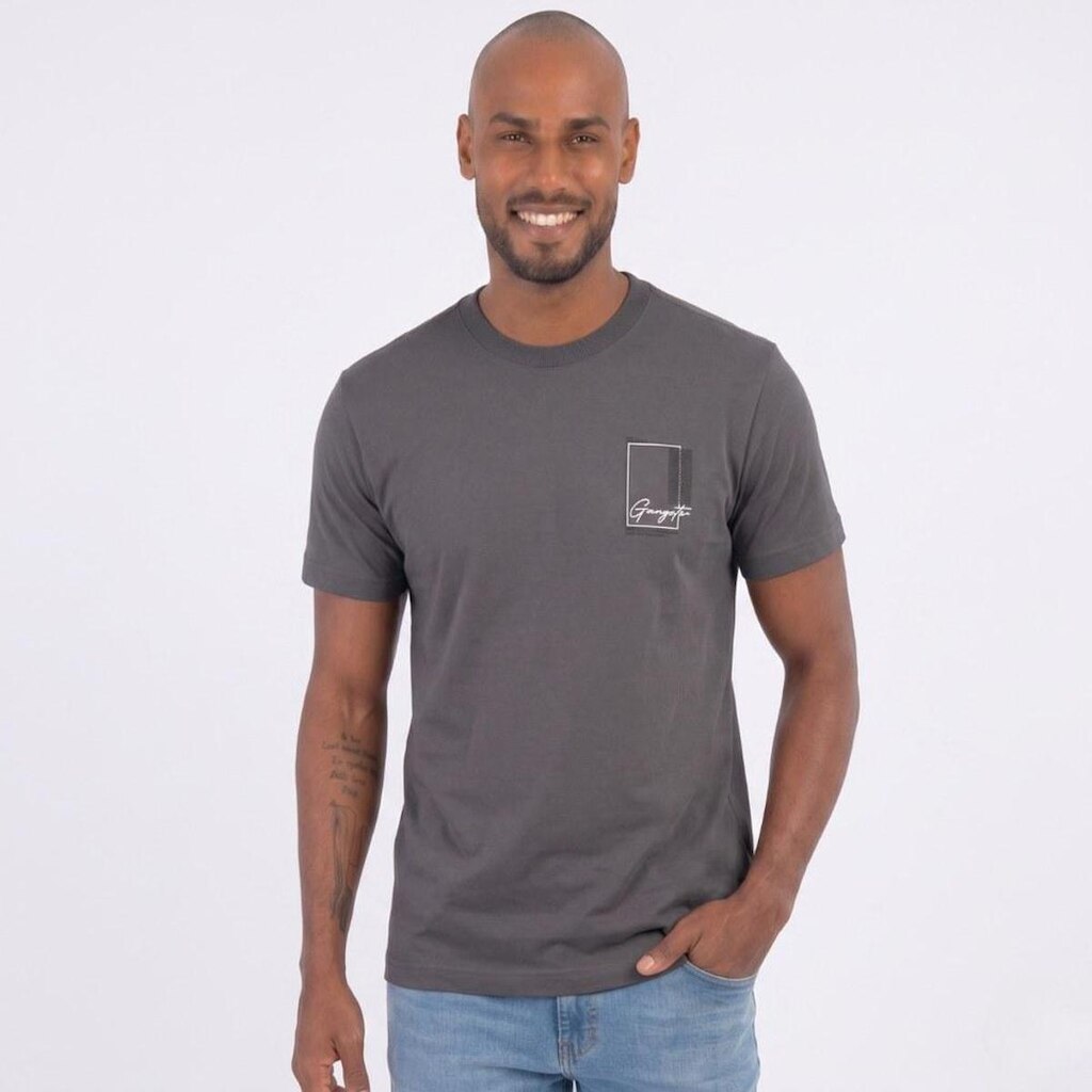 Camiseta Masculina Manga Curta Lisa Gangster