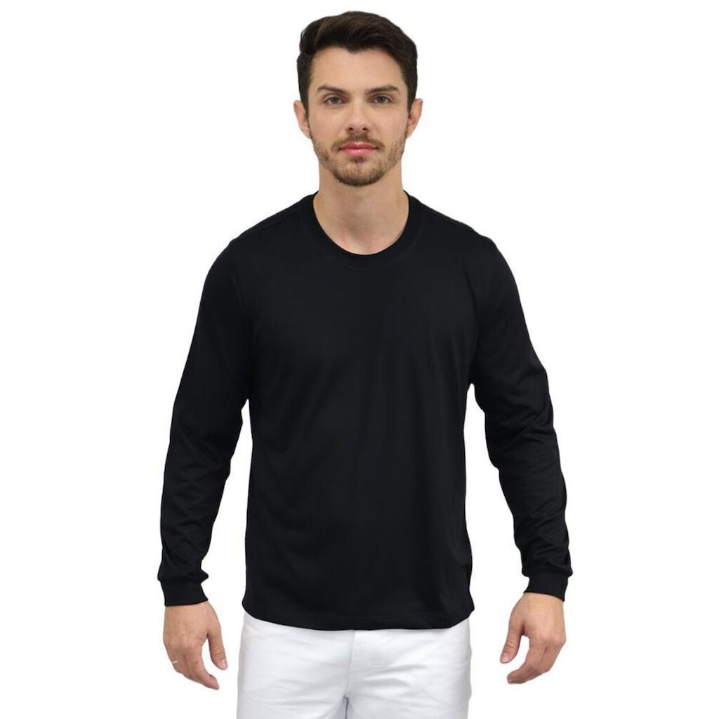 Camiseta Masculina Manga Longa 65% Poliéster e 35% Viscose