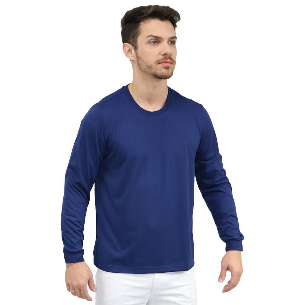 Camiseta Masculina Manga Longa 65% Poliéster e 35% Viscose
